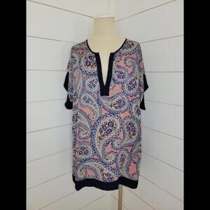 J CREW Small red white & blue paisley tunic cover-up